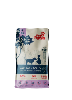 Pet Family raza pequeña Vacuno y pollo 5kg. para perro